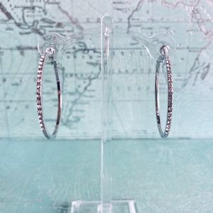 Silver Hoops with Rhinestone Embellishments